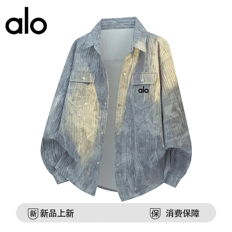 官方奥特莱斯】品牌折扣 秋季大码工装长袖衬衫男款休闲扎染衬衣