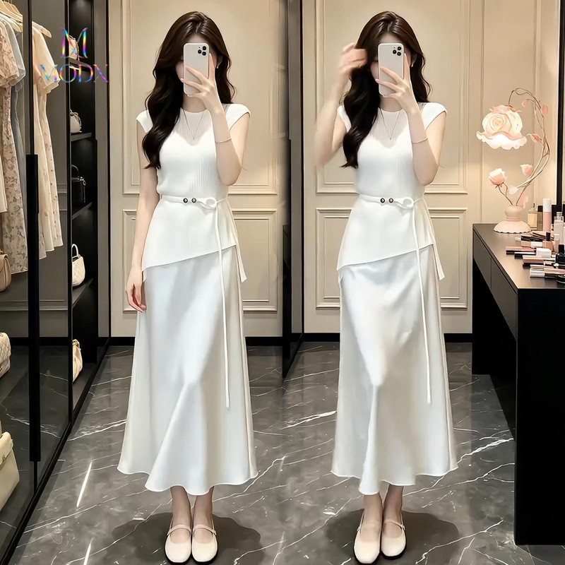 MODX时尚套装裙女夏季新款设计感显瘦针织上衣吊带连衣裙两件套潮