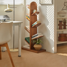 全实木树形书架现代客厅书籍收纳纯实木环保承重大容量原木小书架