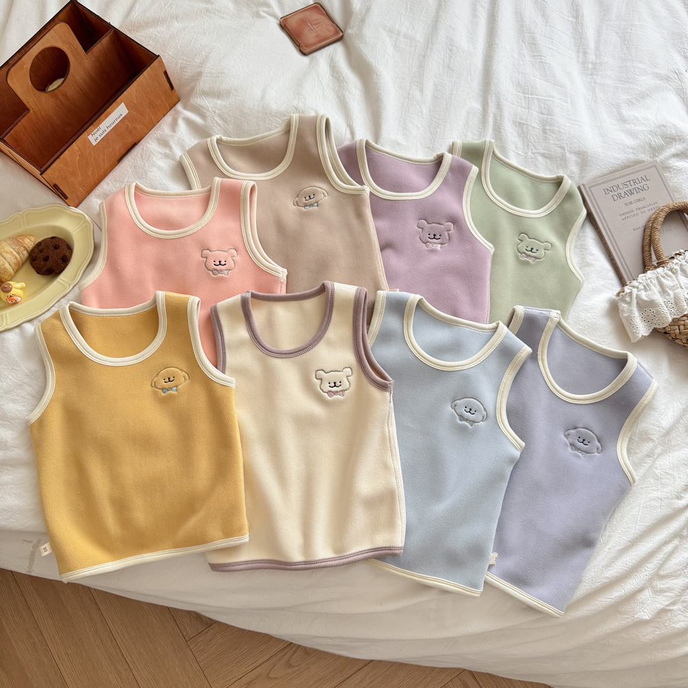 儿童保暖背心内穿奥粒绒秋冬季男童女童马甲宝宝加绒加厚坎肩外搭