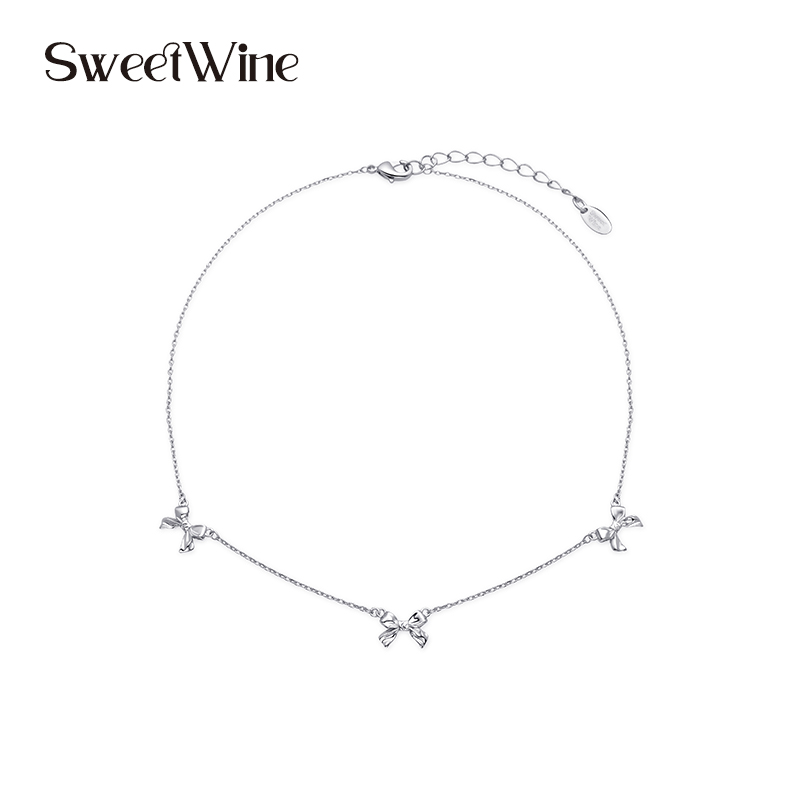 sweetwine蝴蝶结珍珠叠戴项链