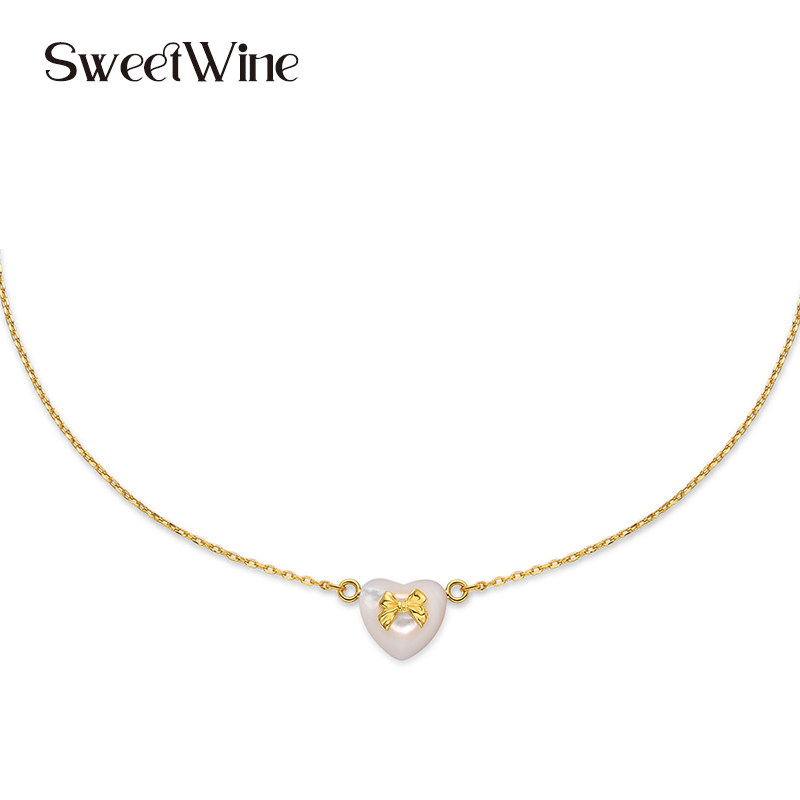 SweetWine白贝母爱心蝴蝶结项链