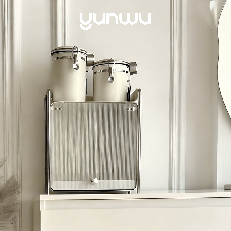 云物生活抽拉置物架防尘杯子收纳柜防尘收纳盒咖啡角餐边柜收纳盒