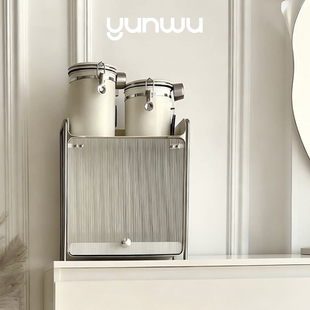 云物生活抽拉置物架防尘杯子收纳柜防尘收纳盒咖啡角餐边柜收纳盒