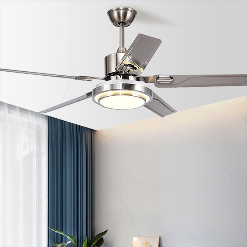 现代简约不锈钢吊扇灯餐厅客厅风