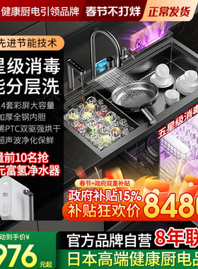 日本栖川集成水槽洗碗机一体分层洗14套XC-09Pro五星级消毒石墨烯