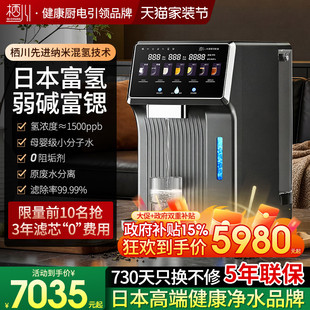 日本栖川富氢富锶台式 净饮机弱碱家用即热冰水一体饮水机净水器