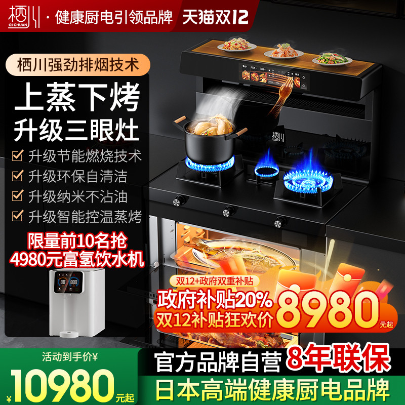 日本栖川三眼集成灶上蒸下烤变频