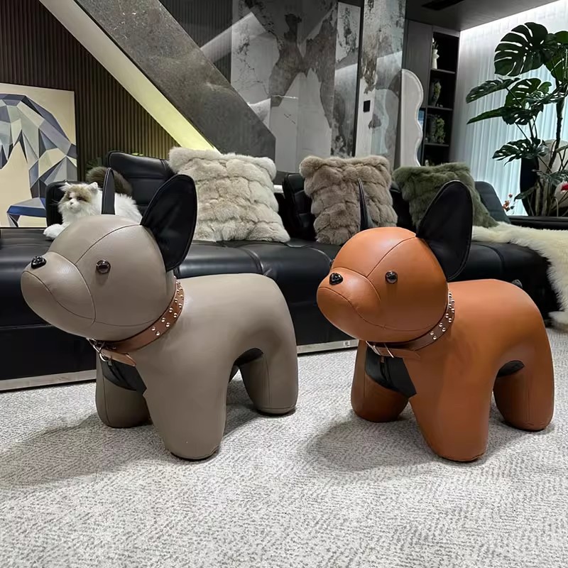 法斗狗乔迁新居礼物新房子客厅装饰品落地高级摆件实用穿鞋凳搬家