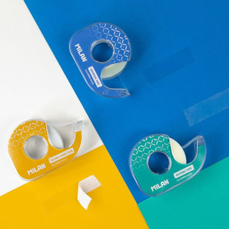 西班牙 MILAN米兰透明窄胶带小号封箱窄胶纸带底座多规格不易断高粘性办公文具胶带胶布台式切割器