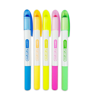 UNIZAKKA 利百代小果漾荧光笔5色荧光标记笔学生用手帐文具记号做笔记彩色划重点蜡质梭形笔尖 LIBERTY出品