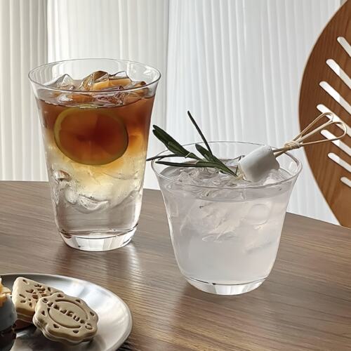 咖啡杯玻璃杯子高颜值冷饮杯阔口超薄透明冰美式杯子鸡尾酒调酒杯