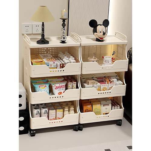 零食置物架小推车收纳架子落地多层客厅带轮移动储物文化创意餐具