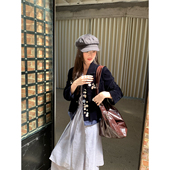 重工不规则纽扣丝绒正肩气质外套 回转Demo soolrok 松未韵一