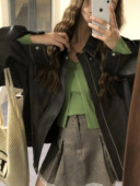 soolrok 女辣妹设计感竖条纹开衫 松未韵一 两色假两件挂脖针织衫