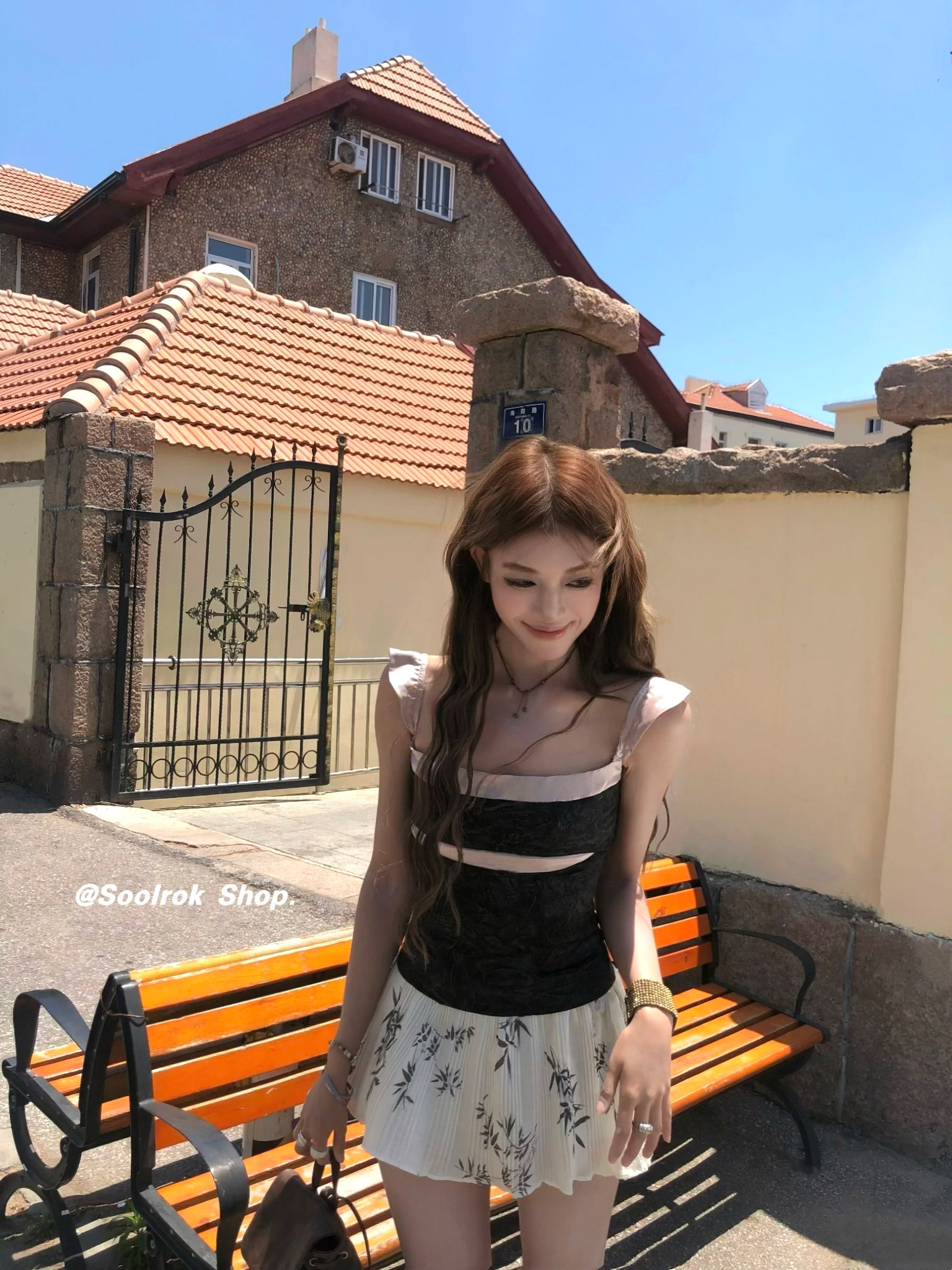 soolrok松未韵一方领上衣套装