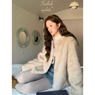 soolrok 松未韵一 温柔小蓝狐渐层环保皮草精致气质温柔外套上衣