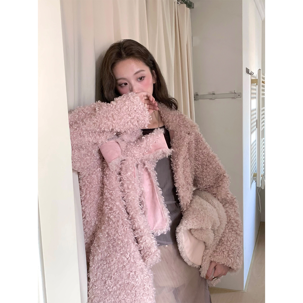 soolrok松未韵一粉色正肩外套