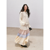 soolrok du家自制拼接感波点蕾丝花边蛋糕裙长裙 松未韵一