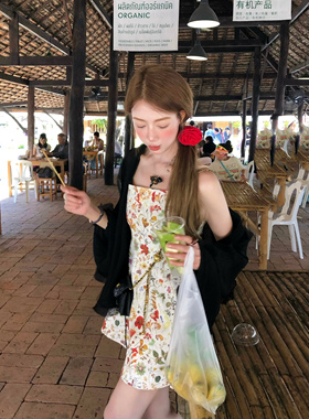 soolrok 松未韵一 秘密花园 植物标本连衣裙小众收腰显瘦吊带短裙