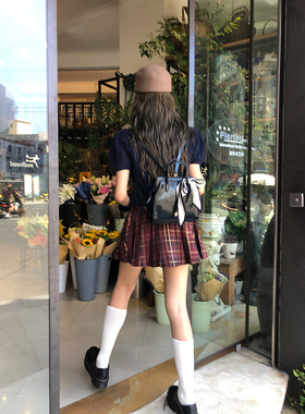 soolrok 松未韵一 寻找多莉 气质感红格百褶半裙高腰遮胯显瘦短裙