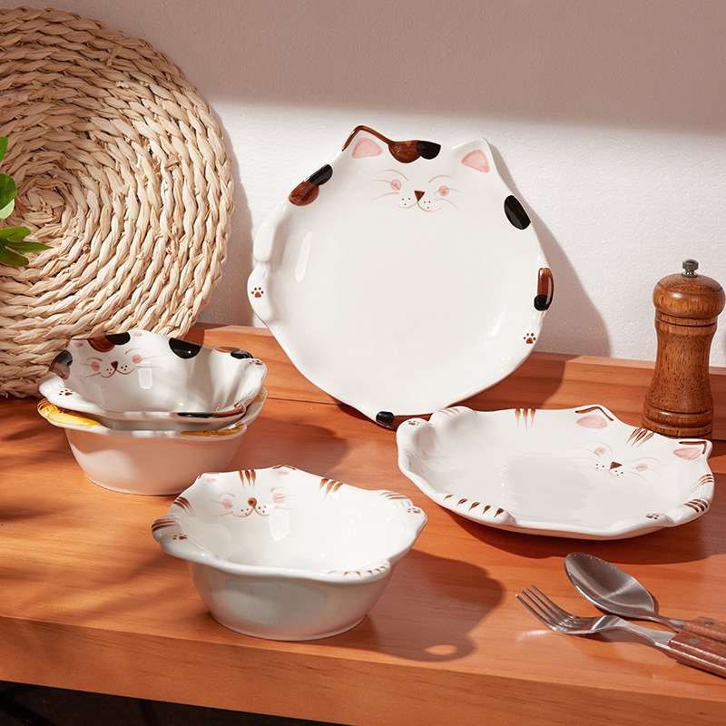 创意可爱猫咪造型陶瓷餐盘水果沙拉盘子早餐碗燕麦碗米饭碗甜品碗,餐饮具,盘,淘宝优惠券,粉丝福利购,淘宝优惠卷