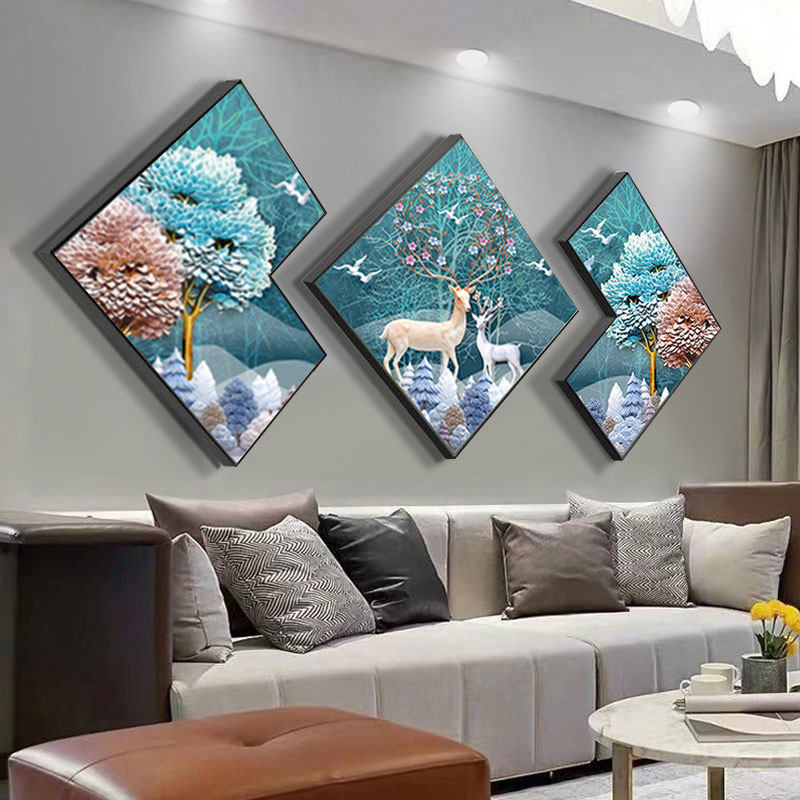 客厅现代装饰画北欧创意沙发背景墙挂画轻奢卧室墙画壁画三联字画