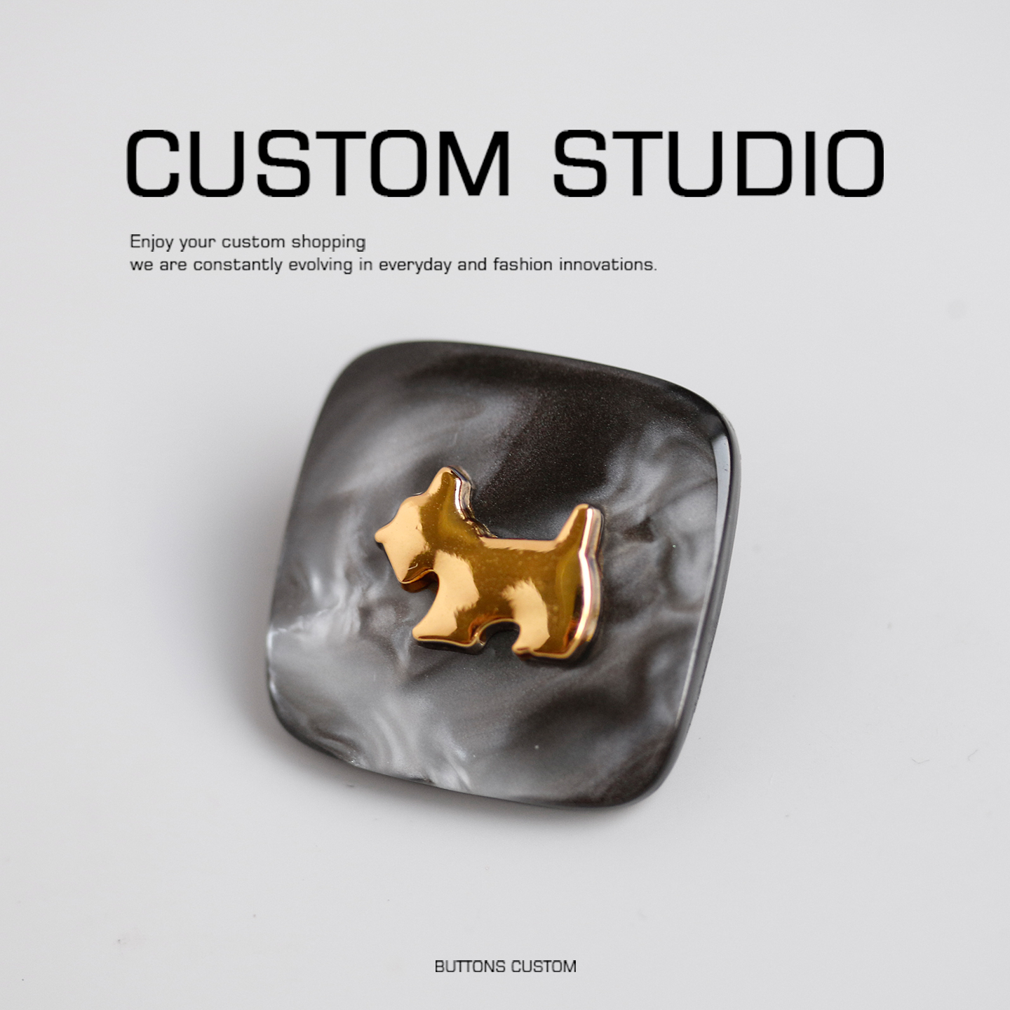 尼卡 金属树脂双拼方形纽扣设计师辅料毛衣外套羊绒大衣扣子辅料