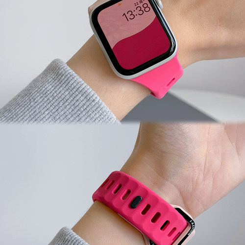 适用AppleWatch彩拼硅胶表带