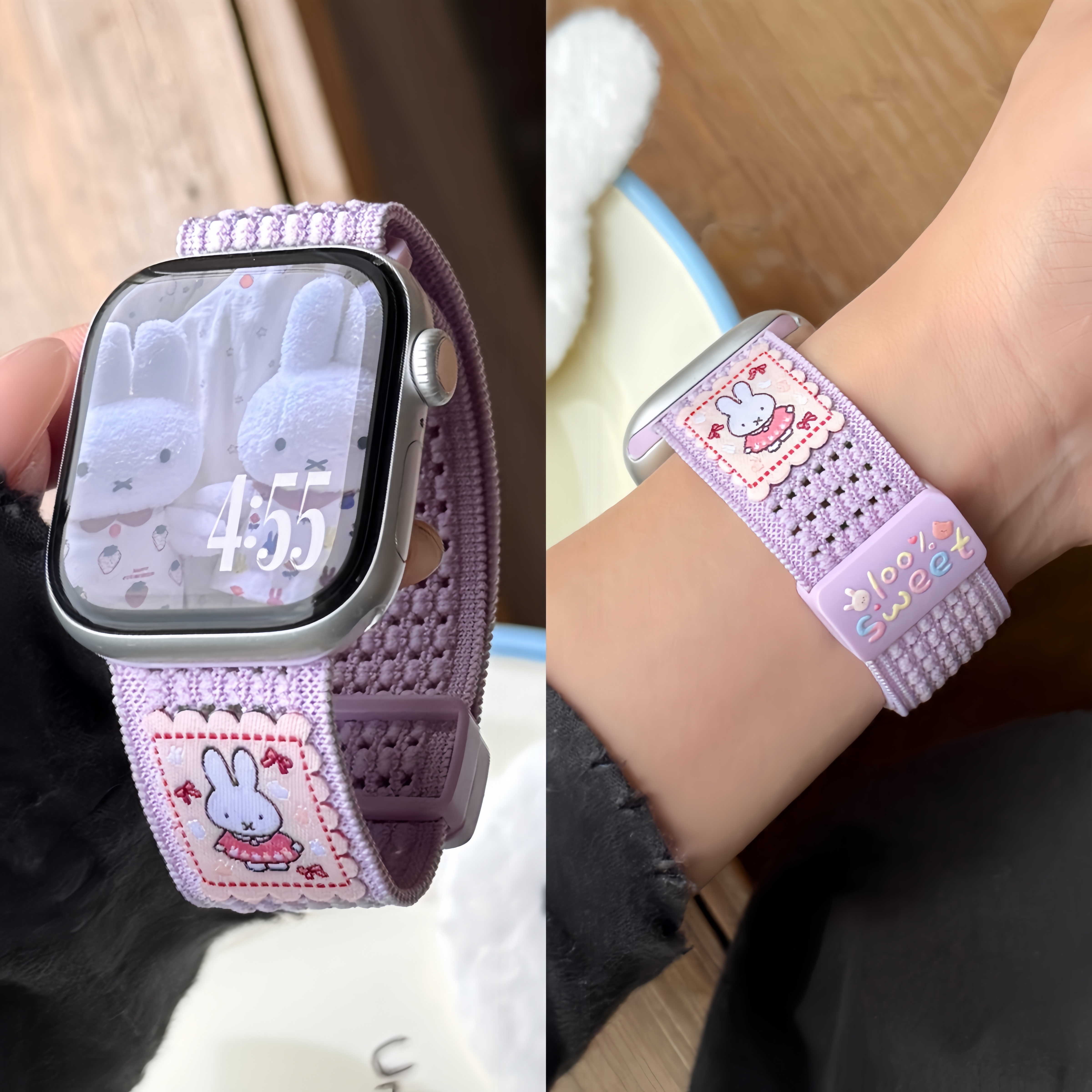 适用苹果手表表带s11可爱印花