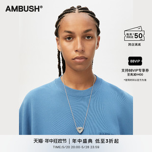 银色透明心形宝石吊坠项链 AMBUSH男女同款