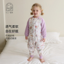 721星球圣诞限定婴儿夹棉分腿式睡袋竹棉纱布睡袋秋冬宝宝防踢被