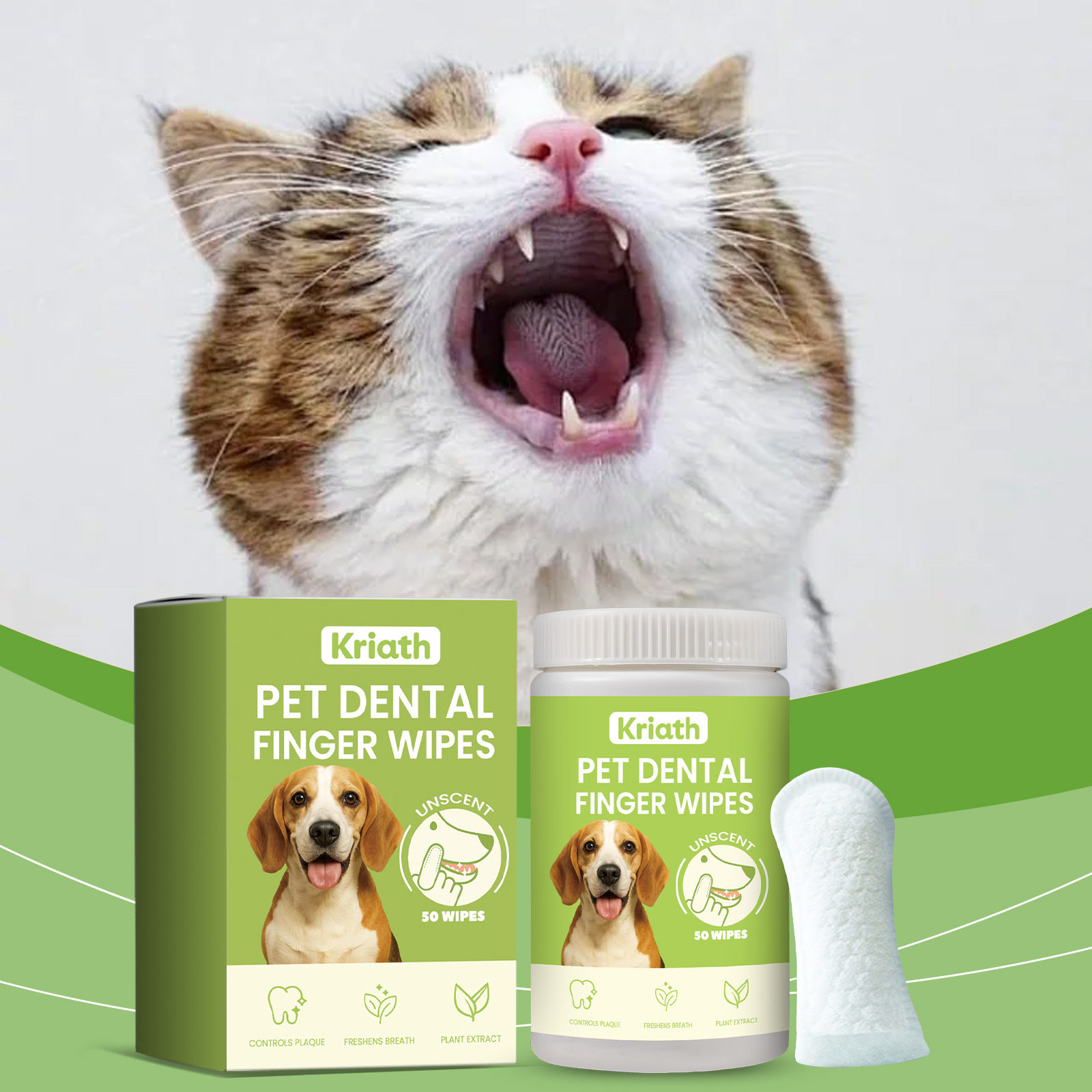 Kriath 猫狗牙齿清洁湿巾 猫狗牙齿护理手指湿巾温和洁牙指套湿巾,宠物/宠物食品及用品,猫狗湿巾,淘宝优惠券,粉丝福利购,淘宝优惠卷