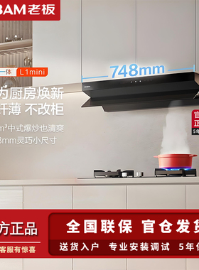 老板L1mini+51B0A油烟机煤气灶大吸力厨房家用顶侧一体小尺寸套装