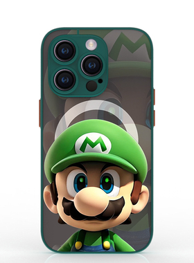 富力顿 magsafe磁吸手机壳小众卡通不会撞壳适用iphone15promax 苹果13mini 墨绿16plus马里奥14pro磨砂12 17