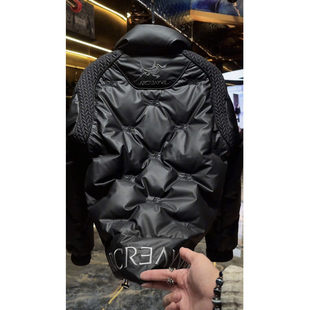 欧洲站轻奢PU皮棉衣男加厚保暖防寒服立领刺绣外套高品质百搭袄子