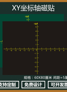 磁性数学XY坐标轴教学软磁贴 函数图磁力贴教师教师教学粉笔书写黑板贴黑色绿色坐标轴统计图方格图可吸黑板