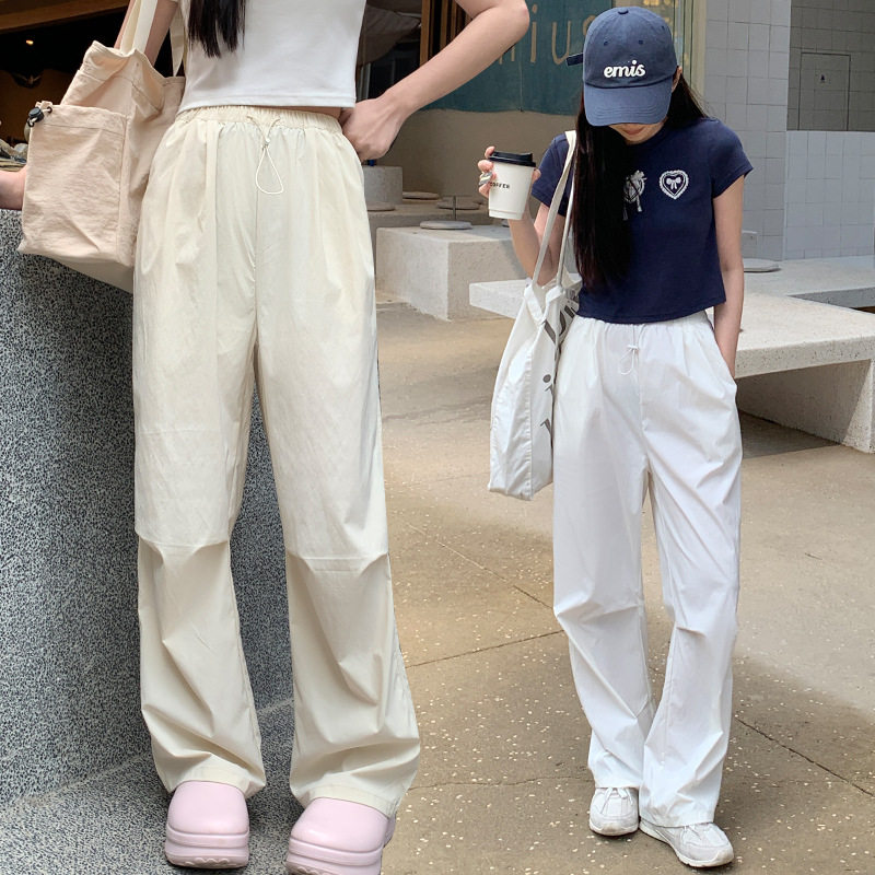 美式白色速干工装裤女2026年夏季新款辣妹直筒宽松高腰显瘦休闲裤