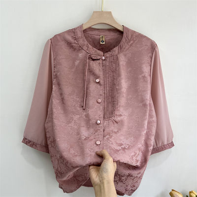 新中式妈妈夏装衬衫气质上衣服