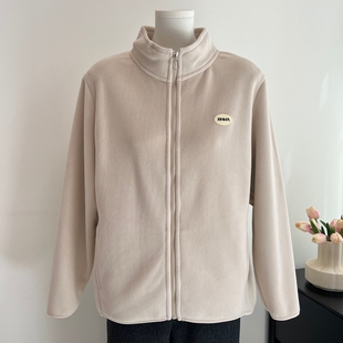 中年妈妈秋冬颗粒绒拉链外套中老年人加绒加厚外套女新款 保暖上衣