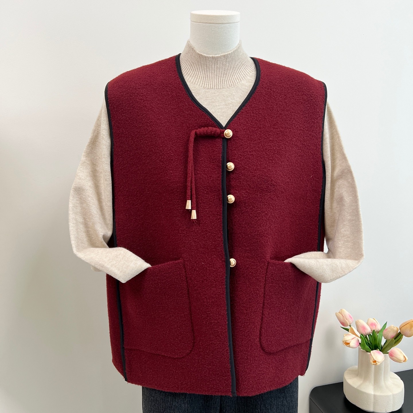 新中式奶奶秋装马甲加绒老人衣服