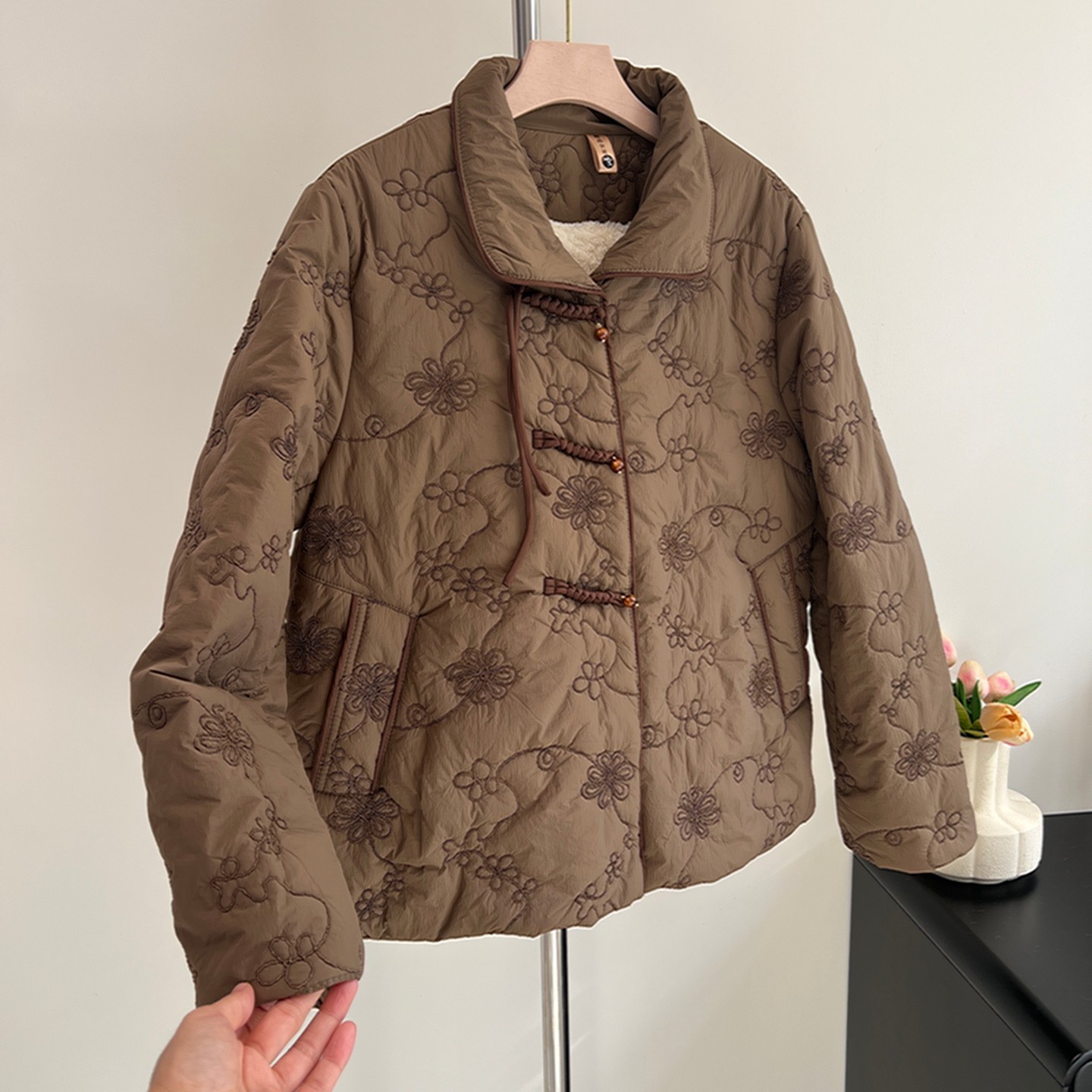 新中式妈妈冬季加绒上衣棉服外套