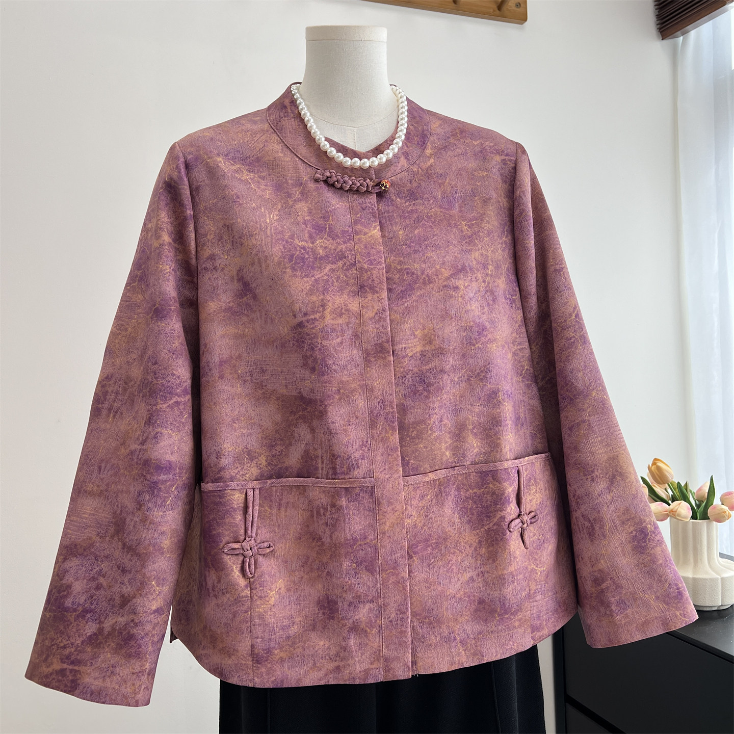洋气妈妈春装印花外套高档上衣服