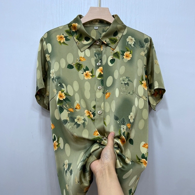 郭贵人妈妈装夏款真丝衬衫洋气