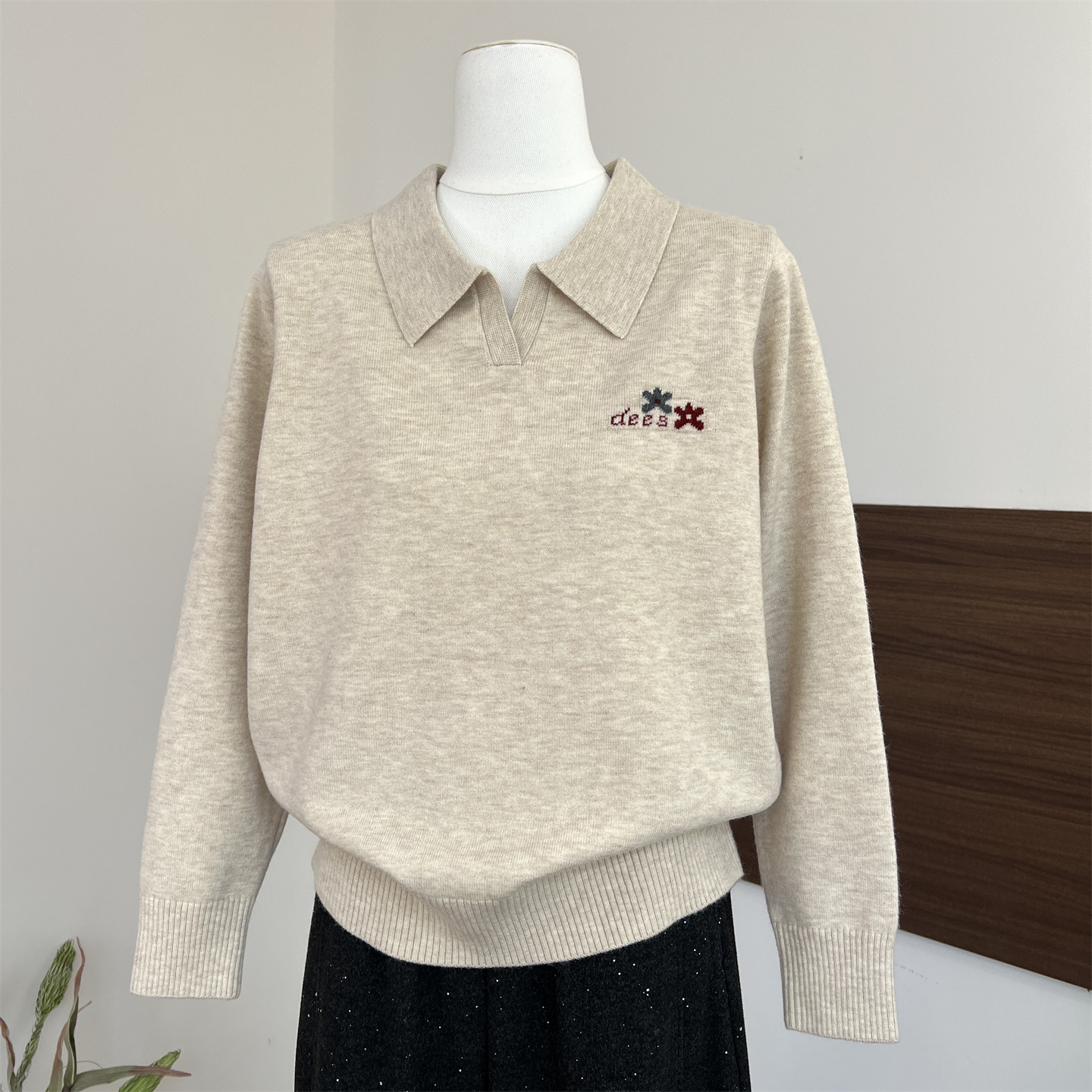 洋气妈妈秋装新款翻领打底毛衣