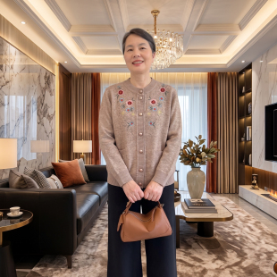 中老年人女装奶奶冬装加绒加厚毛衣外套老年妈妈装针织老人上衣服