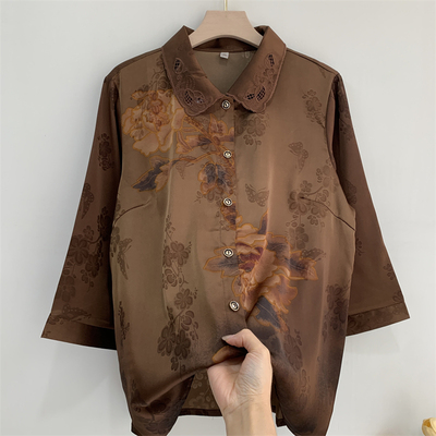 郭贵人老年人夏季奶奶真丝上衣