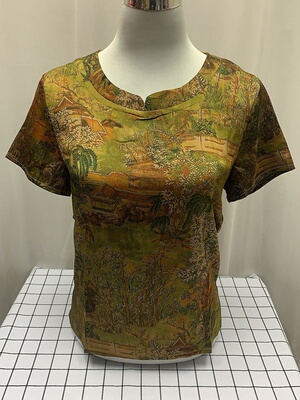 妈妈夏装洋气桑蚕真丝短袖