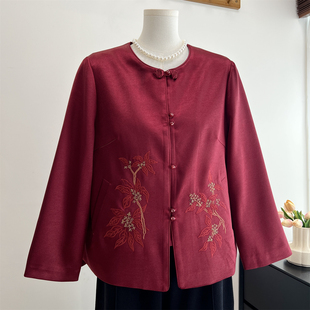 中老年女装奶奶春秋外套2026新款妈妈春装红色婚宴老人太太上衣服