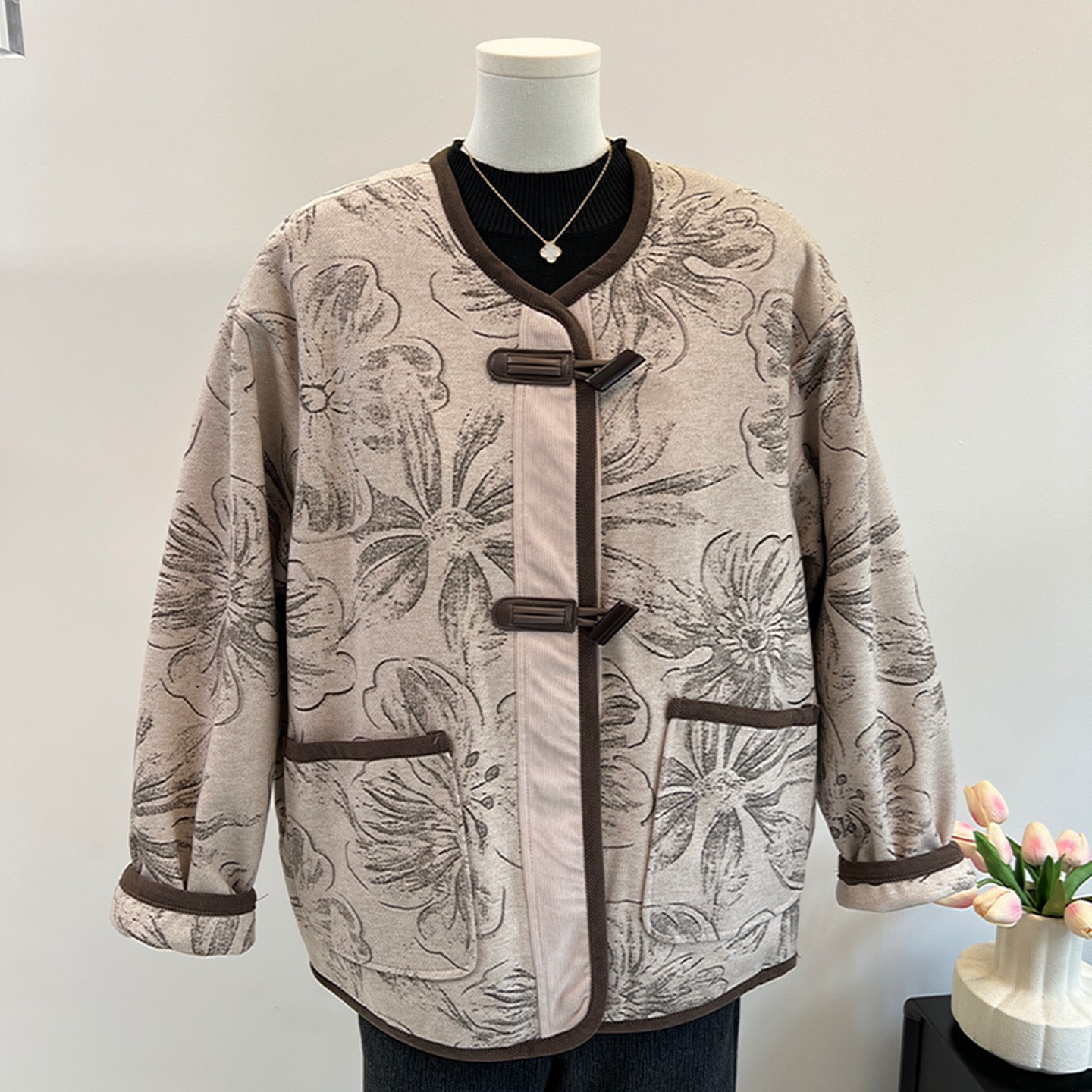 中式国风奶奶装秋冬款棉服外套女中老年保暖上衣妈妈装棉衣夹克衫